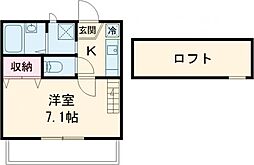ＭＩＬＬＥＴ　ＦＩＥＬＤ 2階1Kの間取り