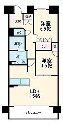 ザ・プラセシオン名古屋駅 9階2LDKの間取り
