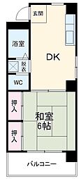 名鉄常滑線 道徳駅 徒歩1分の賃貸マンション 5階1DKの間取り