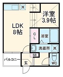 名古屋市営東山線 中村公園駅 徒歩6分の賃貸アパート 3階1LDKの間取り