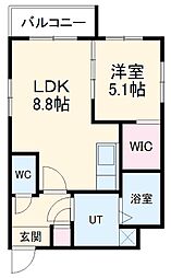 ＭＯＶＥ中村日赤ＮＯＲＴＨ 2階1LDKの間取り
