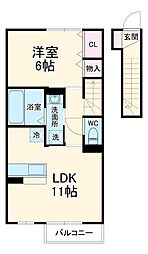 リベルタ 2階1LDKの間取り