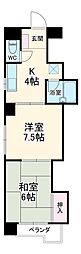 名古屋市営名城線 熱田神宮伝馬町駅 徒歩3分の賃貸マンション 2階2Kの間取り