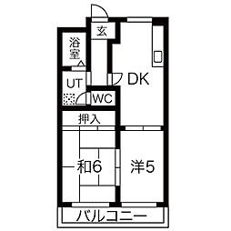 名古屋市営名港線 六番町駅 徒歩3分の賃貸マンション 1階2DKの間取り