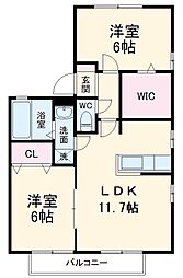 名鉄津島線 七宝駅 徒歩36分の賃貸アパート 2階2LDKの間取り
