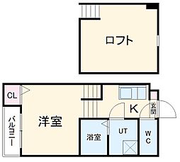 アーク東海通 1階1Kの間取り