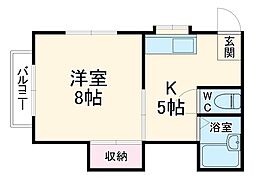 JR横浜線 橋本駅 徒歩14分の賃貸アパート 1階1Kの間取り