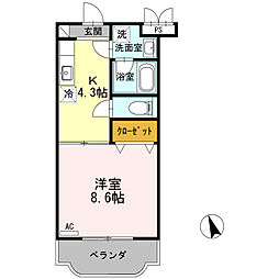 JR横浜線 橋本駅 バス10分 職能大前停下車 徒歩2分の賃貸マンション 1階1Kの間取り