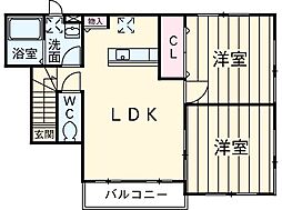 ｃｕｒｒａｎｔ 2階2LDKの間取り