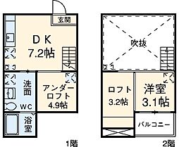 名古屋市営東山線 本陣駅 徒歩10分の賃貸アパート 1階1DKの間取り