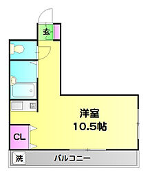 東武伊勢崎線 五反野駅 徒歩8分の賃貸マンション 2階ワンルームの間取り