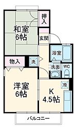 クレセントＢ 2階2Kの間取り