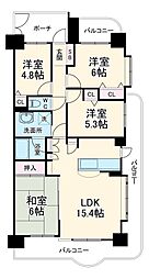 名古屋市営鶴舞線 植田駅 徒歩20分の賃貸マンション 4階4LDKの間取り