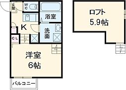 レーヴ・フルール 1階1Kの間取り