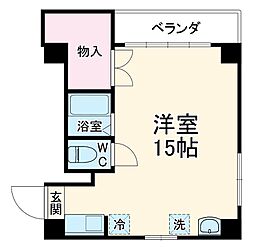 ドルフィン六番 8階ワンルームの間取り