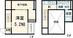 Ｔｒｏｓｓ港栄 2階ワンルームの間取り