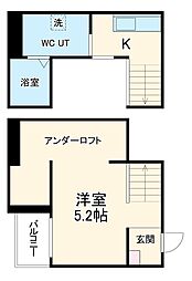 名古屋市営名港線 築地口駅 徒歩5分の賃貸アパート 1階1Kの間取り