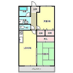 グレンコート 1階2LDKの間取り