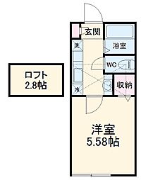 JR横浜線 相模原駅 徒歩15分の賃貸アパート 2階1Kの間取り