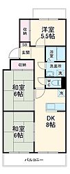 名鉄津島線 七宝駅 徒歩9分の賃貸マンション 3階3DKの間取り
