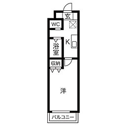 A・City港本宮 3階1Kの間取り
