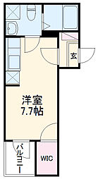 カーサルピナスティーアール 1階ワンルームの間取り