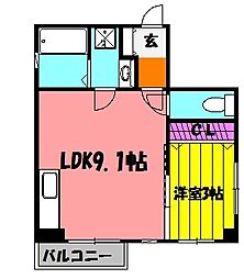 シルフィード 1階1LDKの間取り