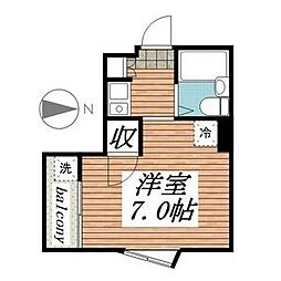 プレアール名古屋原 1階ワンルームの間取り