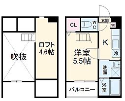イルクオーレ高道町 2階1Kの間取り