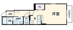 ウェストン遠若 1階ワンルームの間取り