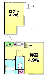 スカイレジデンス 2階1Kの間取り