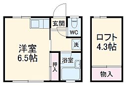 第二ＹＭハイツ 1階ワンルームの間取り