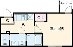 東京メトロ千代田線 北綾瀬駅 徒歩12分の賃貸アパート 2階1Kの間取り
