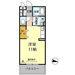 ヴェリエーロ 2階ワンルームの間取り