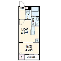 Ｅｍｂｅｌｌｉｒ　Ｔｒｏｉｓ 2階1LDKの間取り