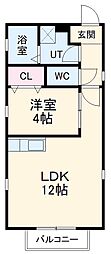JR中央本線 新守山駅 徒歩4分の賃貸アパート 3階1LDKの間取り