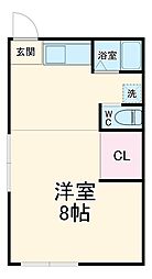 オベント森 ワンルームの間取図画像