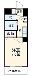 名鉄名古屋本線 神宮前駅 徒歩15分の賃貸マンション 2階1Kの間取り