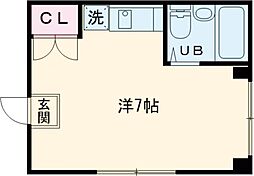 サンテラスホリ 201 2階ワンルームの間取り