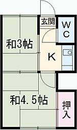 JR京浜東北・根岸線 鶴見駅 バス15分 末吉不動前下車 徒歩3分の賃貸アパート 1階2Kの間取り