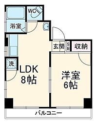 ハイネス桜山 3階1LDKの間取り