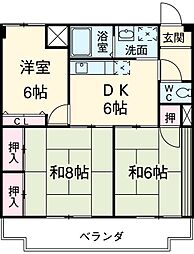 エシュリオン原崎 3階3DKの間取り