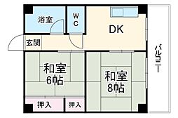 ミヅホビル 4C 4階2DKの間取り