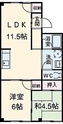 第1スカイハイム 2LDKの間取図画像