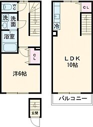 東急東横線 学芸大学駅 徒歩10分の賃貸マンション 2階1LDKの間取り