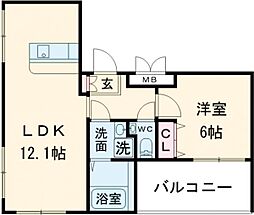ＬＥＧＡＬＡＮＤ都立大学II 4階1LDKの間取り