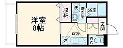 ピュアハイムＡＫ 2階1Kの間取り