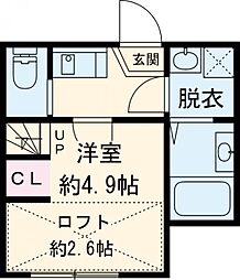 東武伊勢崎線 梅島駅 徒歩15分の賃貸アパート 1階1Kの間取り