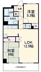 名古屋市営桜通線 車道駅 徒歩8分の賃貸マンション 5階2LDKの間取り