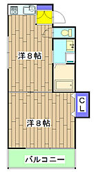シャンドール太秦 3階1LDKの間取り